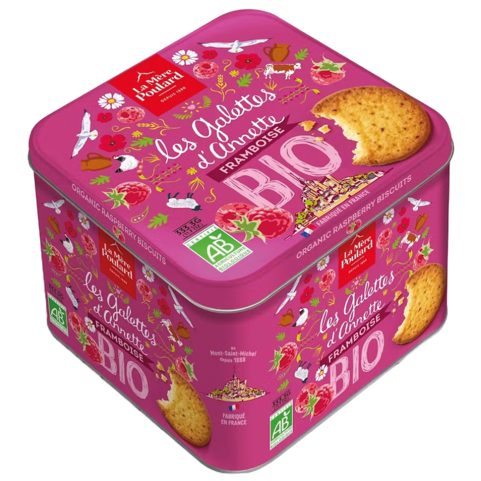 Colecția Annette - Biscuiți BIO cu zmeură cutie metalică 333.3G