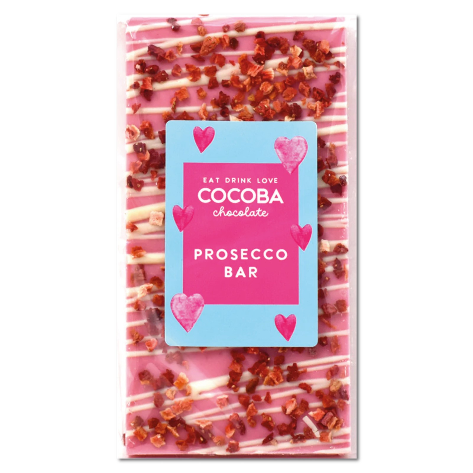 Prosecco Bar. Tabletă ciocolată albă cu prosecco și căpșuni 100G - Produs handmade