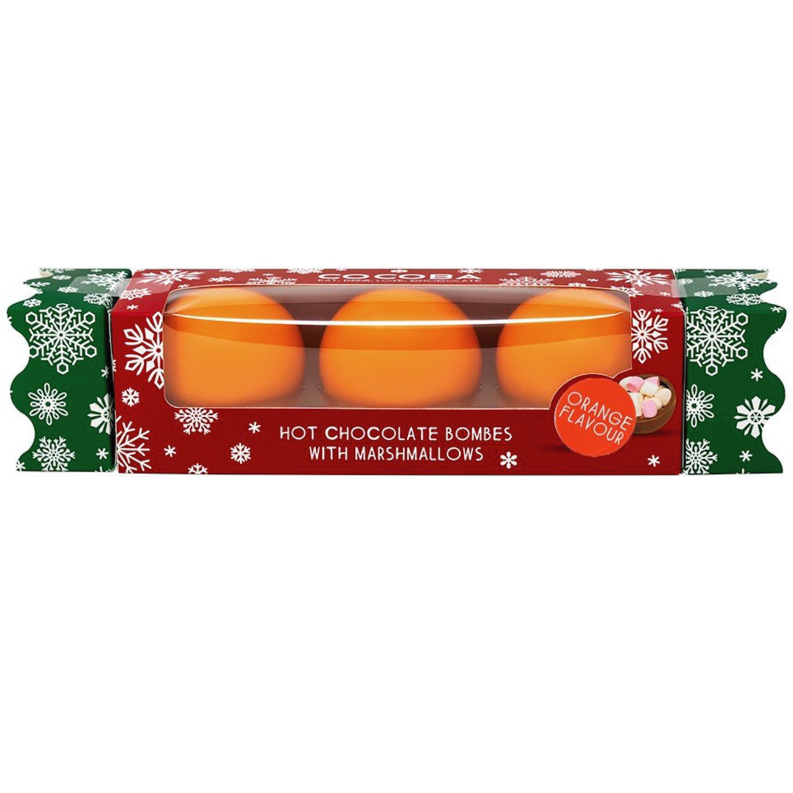 Set 3 bombe de ciocolată cu lapte și portocale cu bezele 150G - Ediție Crăciun