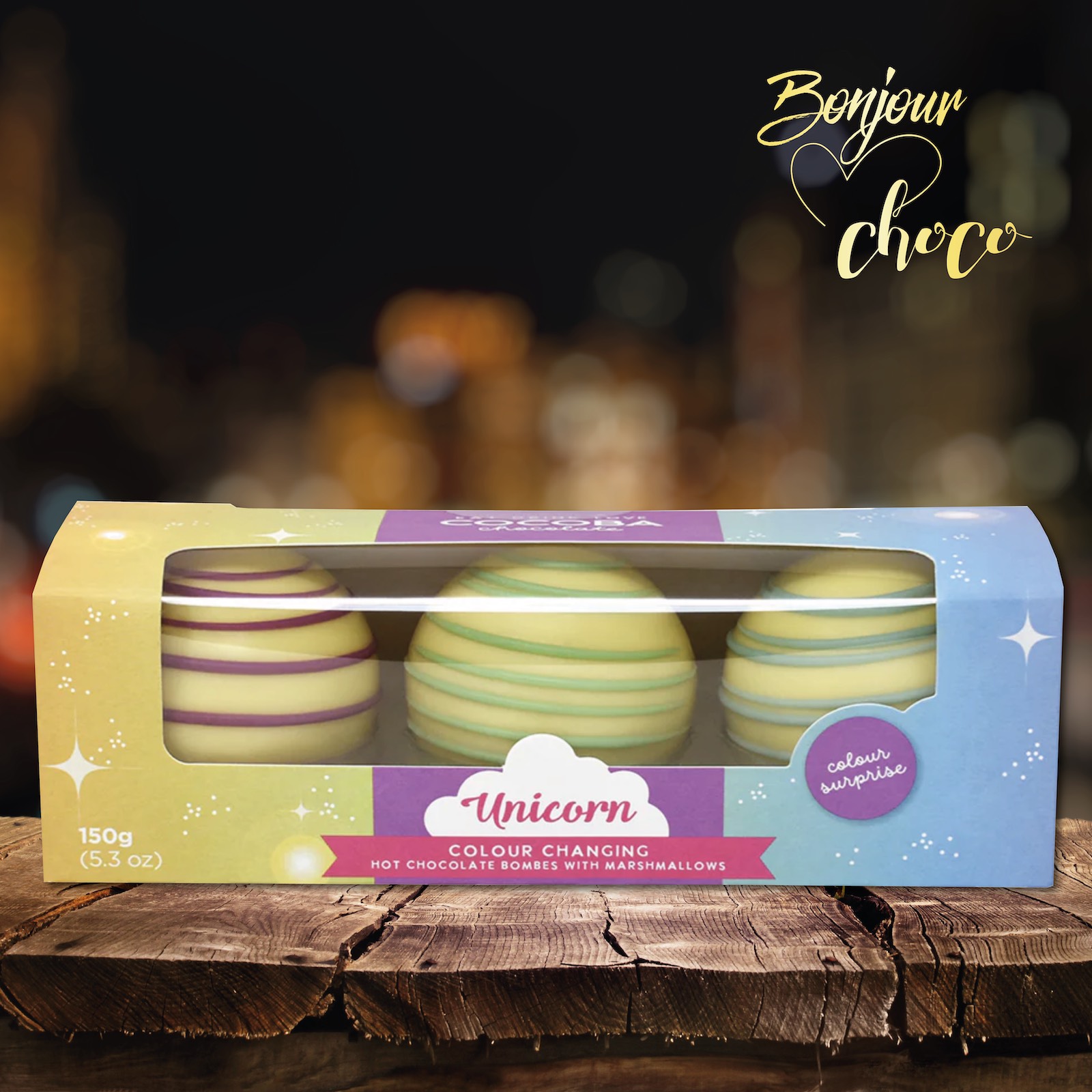 Unicorn Set 3 sfere de ciocolată albă cu bezele 150G