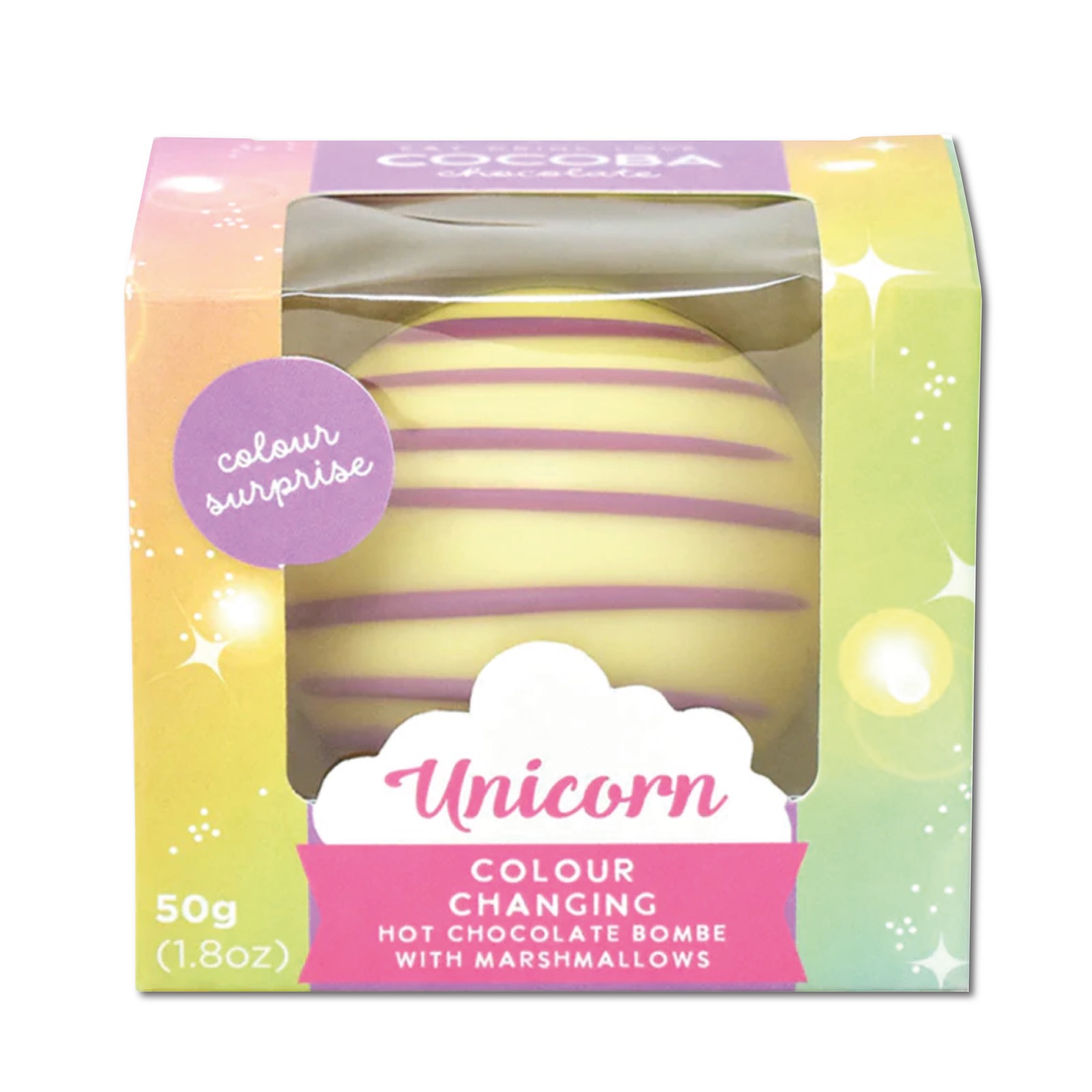 Unicorn Sferă de ciocolată albă cu bezele 50G