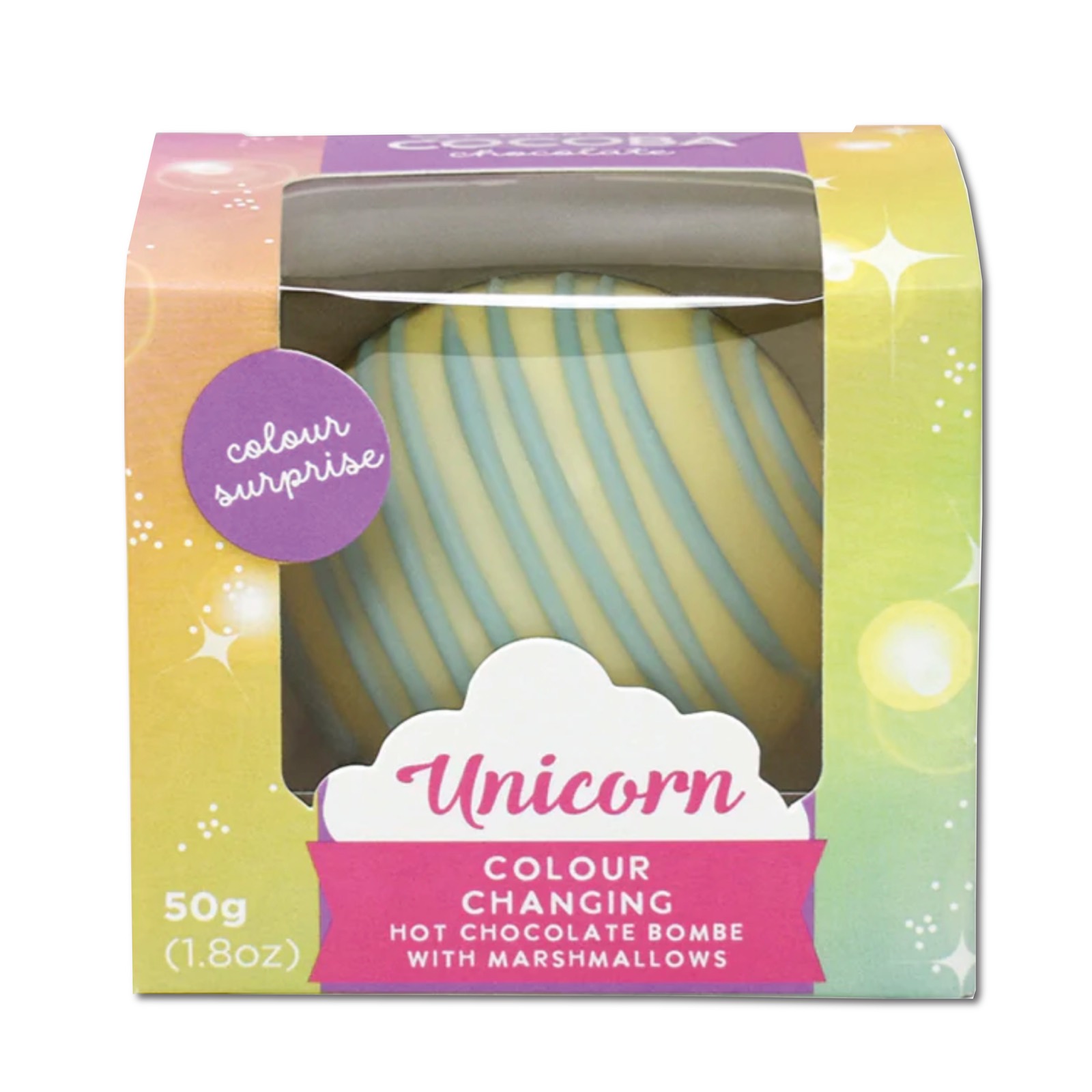 Unicorn Sferă de ciocolată albă cu bezele 50G