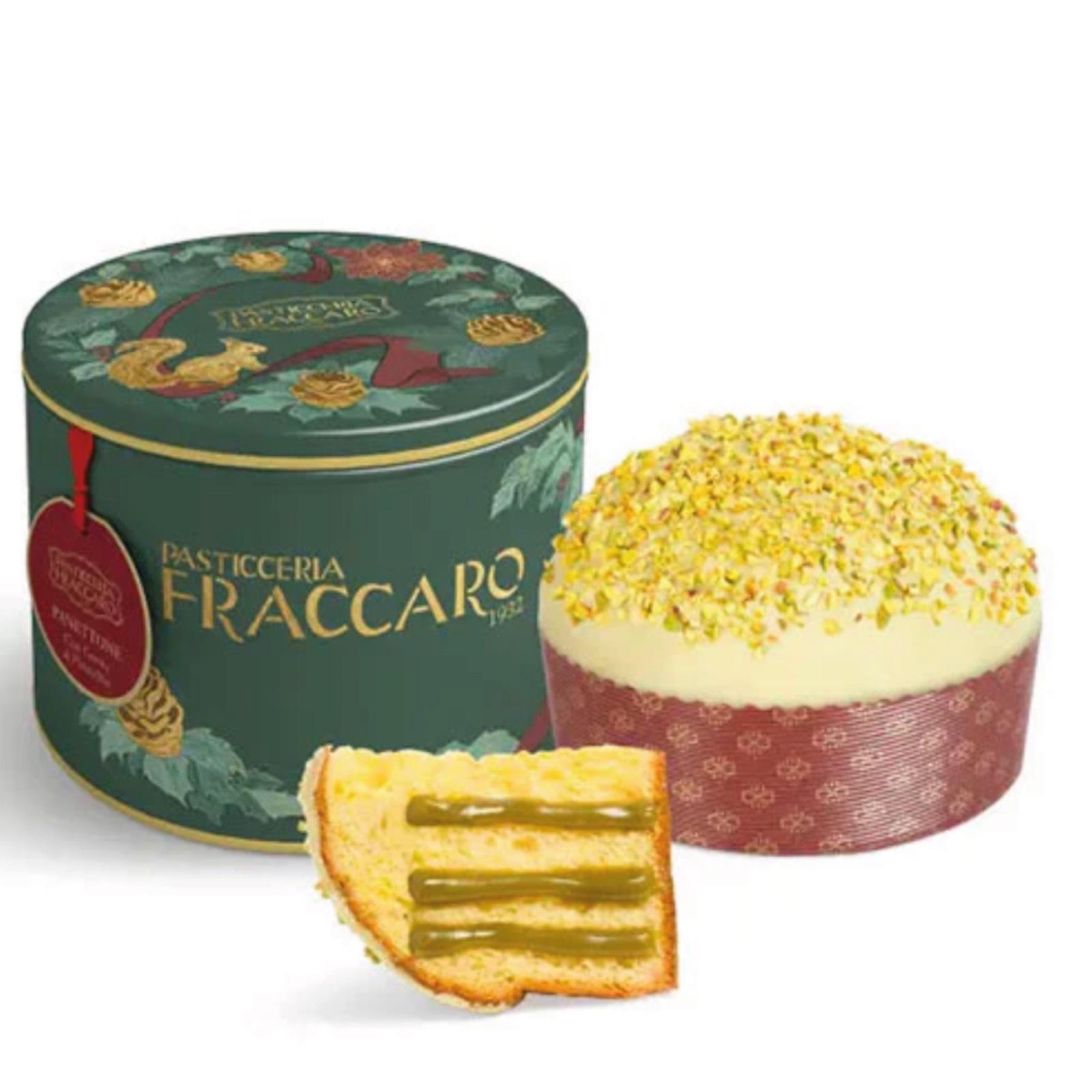 Panettone artizanal cu cremă de fistic în cutie cadou 750G - Ediție Crăciun