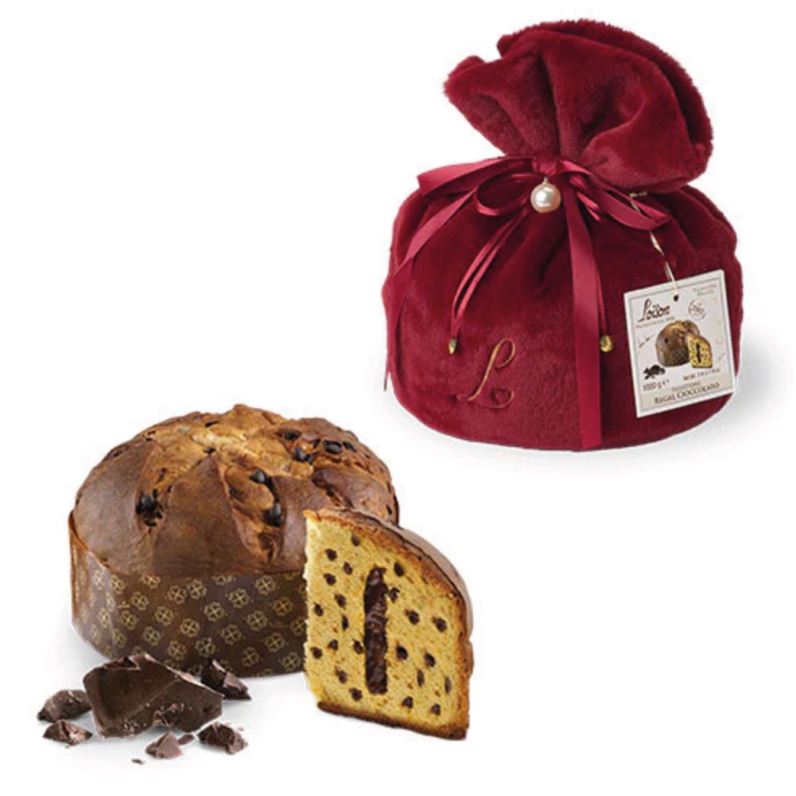 Panettone cu ciocolată în săculeț roșu 1000G