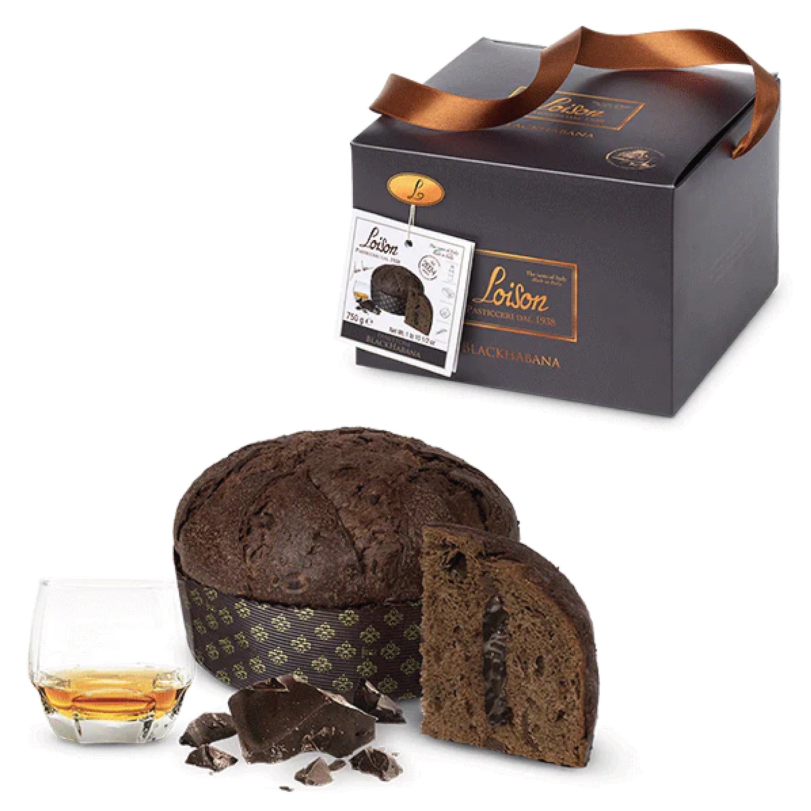 Panettone cu ciocolată neagră Single Origin, cremă de ciocolată neagră și rom 750G